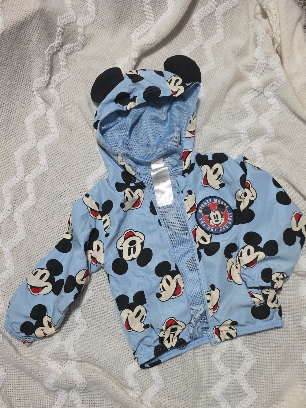 Kids Mickey Mouse Light Blue Hooded Raincoat